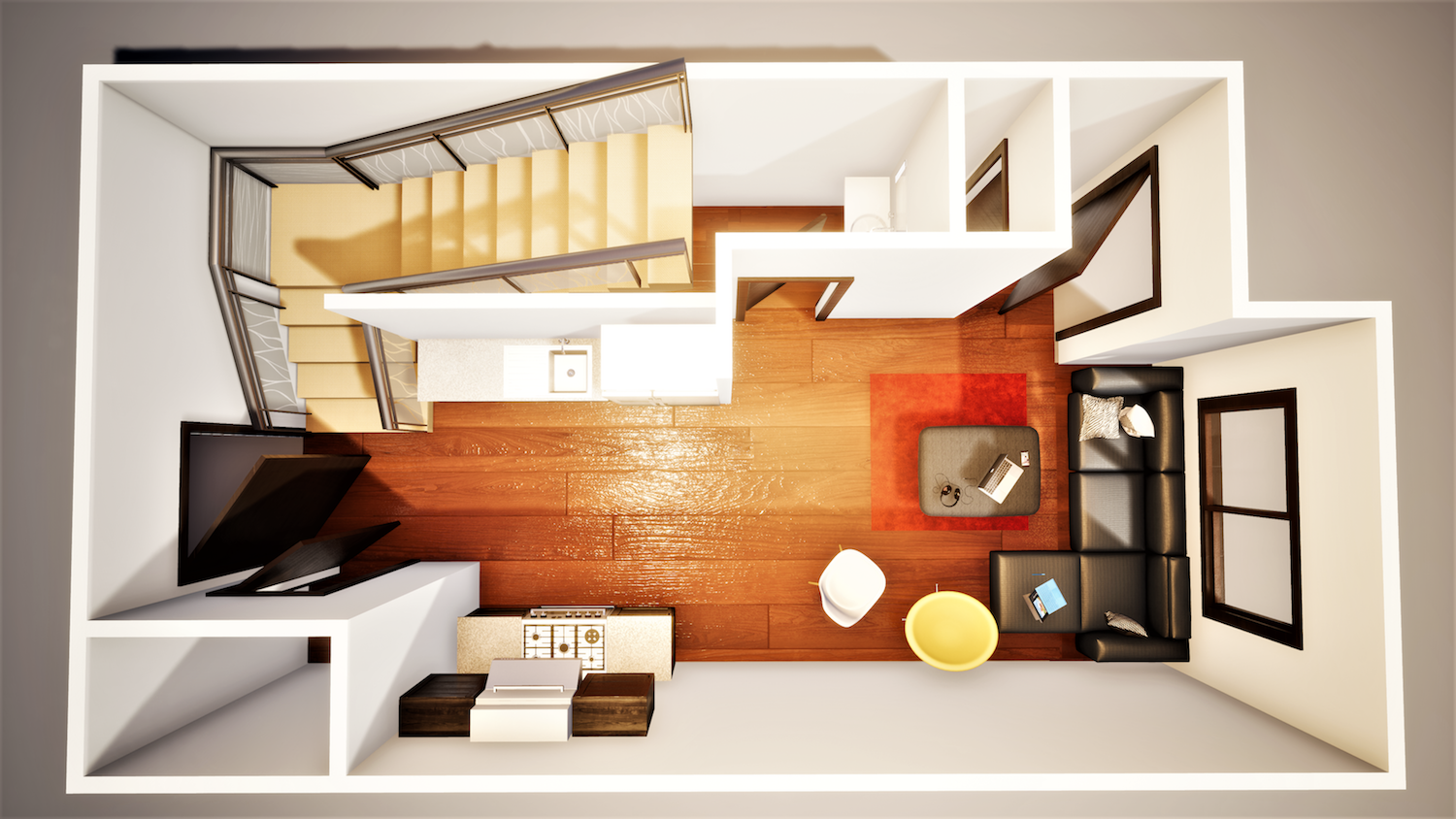 Floor plan for 2 beds, 1.5 baths, 960 sqft